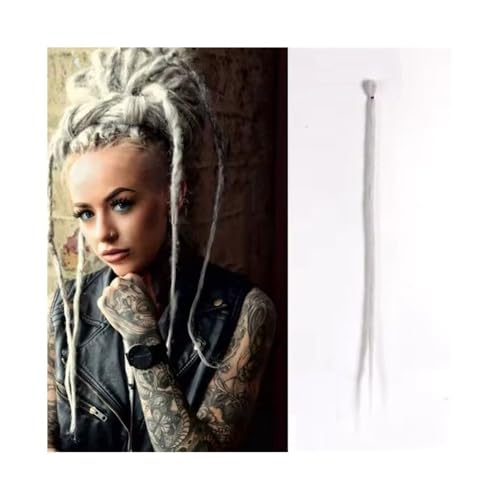Frauen 20 Zoll handgemachte Dreadlocks-Erweiterungen 5 Stränge synthetische Dreadlocks Locken Häkelzöpfe Haar 1,0 cm Fake Twist Flechthaar Reggae Dreadlocks Zopf Täglicher Gebrauch(Light gray) von GEK208130