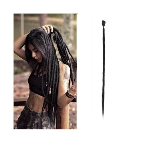 Frauen 20 Zoll handgemachte Dreadlocks-Erweiterungen 5 Stränge synthetische Dreadlocks Locken Häkelzöpfe Haar 1,0 cm Fake Twist Flechthaar Reggae Dreadlocks Zopf Täglicher Gebrauch(Nature black) von GEK208130