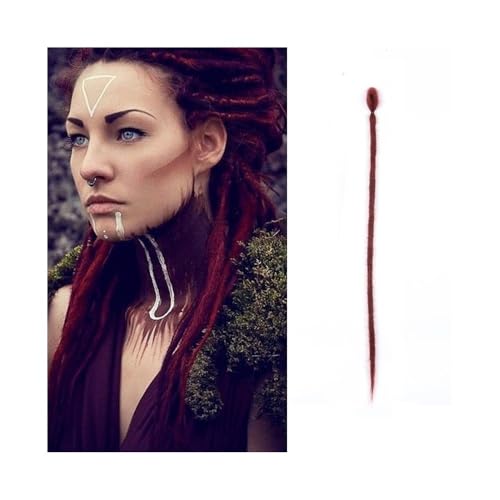 Frauen 20 Zoll handgemachte Dreadlocks-Erweiterungen 5 Stränge synthetische Dreadlocks Locken Häkelzöpfe Haar 1,0 cm Fake Twist Flechthaar Reggae Dreadlocks Zopf Täglicher Gebrauch(Ombre red) von GEK208130