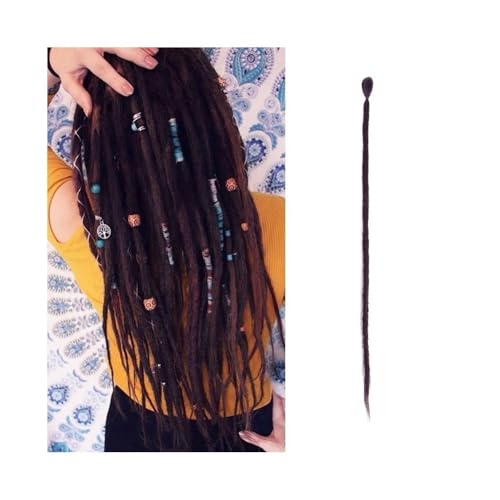 Frauen 20 Zoll handgemachte Dreadlocks-Erweiterungen 5 Stränge synthetische Dreadlocks Locken Häkelzöpfe Haar 1,0 cm Fake Twist Flechthaar Reggae Dreadlocks Zopf Täglicher Gebrauch(Wine Red) von GEK208130