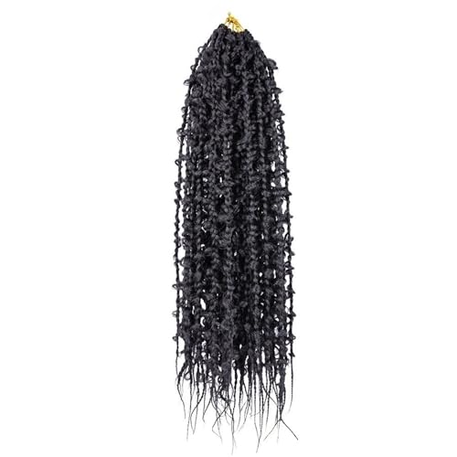 Frauen 24" Butterfly Box Braids Häkelhaar, 6 Packungen vorgeschlungenes Häkelhaar, lange Butterfly Locs, Jungle Box Braids Häkelhaar, synthetische Zöpfe, Häkelhaar Täglicher Gebrauch(Natural Black) von GEK208130