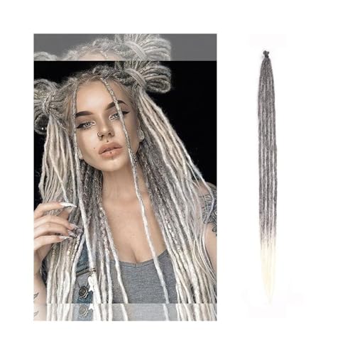 Frauen 36 Zoll handgefertigte Dreadlocks-Haare, 5 Stränge, 1,0 cm, hitzebeständige synthetische Pre-Loop-Häkelzöpfe, Haar-Dreadlock-Erweiterungen for Frauen Täglicher Gebrauch(Natural Black Mixed Blea von GEK208130