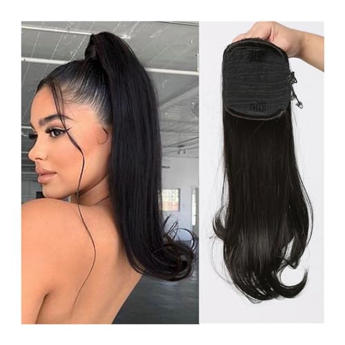Frauen Hitzebeständige synthetische Pferdeschwanz-Haarverlängerung mit Kordelzug aus Faser, for Anklipsen, schwarzer langer Pferdeschwanz, for Verziehen, for Frauen Täglicher Gebrauch(Schwarz) von GEK208130