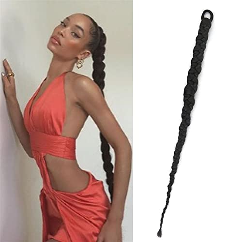 Frauen Ring lange Boxzöpfe häkeln Zopfhaar Pferdeschwanzverlängerungen synthetischer Chignonschwanz mit Gummibandhaar Täglicher Gebrauch(Natural Color) von GEK208130