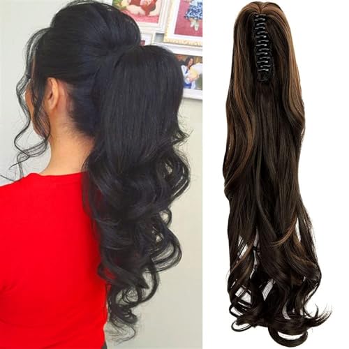 Frauen Two Wear Styling gewellte Haarverlängerungen, synthetisches Kunsthaar, Clip in der Pferdeschwanzperücke, tägliche Locken, der Pferdeschwanz Täglicher Gebrauch(Bruin) von GEK208130