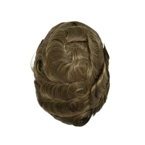 Herrenhaar 0,03 mm Untra dünne Haut Männerhaar-Toupet Männer Prothese Kapillare Remy Menschenhaar Natürliche Herrenperücken Protese Capilar Masculina Alltagsperücken(Lightest Brown) von GEK208130