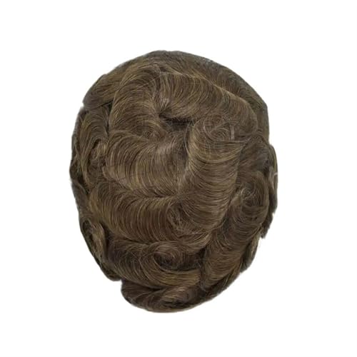 Herrenhaar 0,03 mm Untra dünne Haut Männerhaar-Toupet Männer Prothese Kapillare Remy Menschenhaar Natürliche Herrenperücken Protese Capilar Masculina Alltagsperücken(Medium Light Brown) von GEK208130