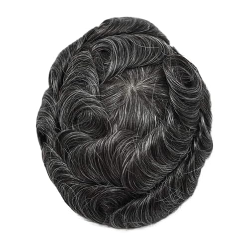 Herrenhaar Mono Npu Herrenperücke Herren-Toupet Feine, langlebige Kapillarprothese 6 Zoll Handgemachte männliche Perücken Indisches Menschenhaar-Ersatzsystem Alltagsperücken(#1B30) von GEK208130