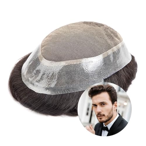 Herrenhaar Spitze und PU-Basis Australien Toupet Männer Atmungsaktive Herrenperücke for Männer Kapillarprothese Ersatz Natürliches Haaransatzsystem Alltagsperücken(#1B10) von GEK208130
