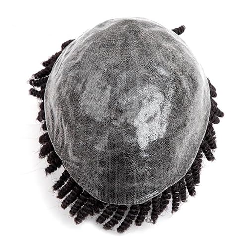 Herrenhaar Zöpfe Herrenperücke Herren Haarprothese 0,1mm Vollhaut Toupet Echthaar Dreadlock Haarteil Alltagsperücken(1b#,6x9) von GEK208130