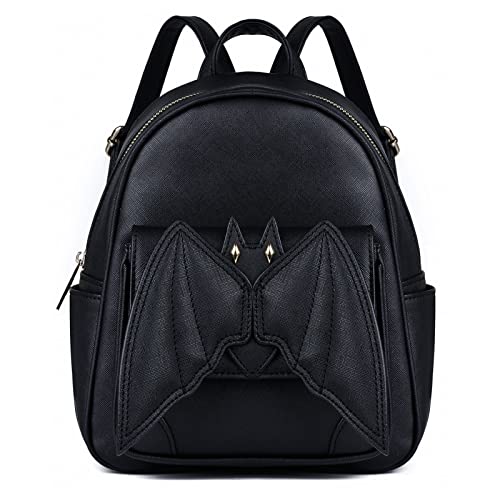 Mini Rucksack Fledermaus Geldbörse Gothic: Leder Rucksack Goth Rucksack mit Flügeln Mini Büchertaschen für Frauen Rucksack Schulranzen Tagesrucksack Schwarz Mode Rucksack Reise Goth Bag Mini Rucksack Fledermaus Geldbörse Gothic: Leder Rucksack Goth Rucksack mit Flügeln Mini Büchertaschen für Frauen Rucksack Schulranzen Tagesrucksack Schwarz Mode Rucksack Reise Goth Bag von GEKMOR