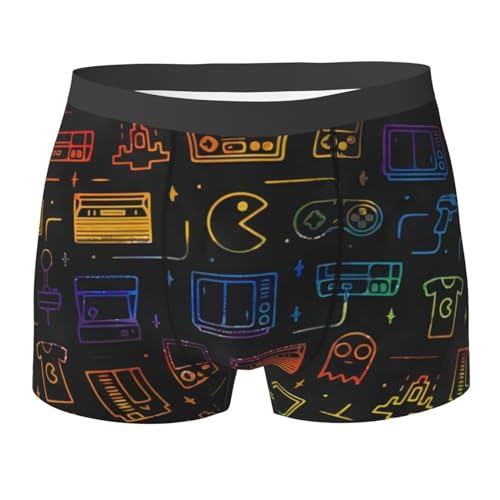 Game Video Gaming Pattern Herren Unterwäsche – Etikettenfreie Boxershorts, Total Support Pouch Boxer Brief und Herren Leggings, Schwarz , L von GELATU