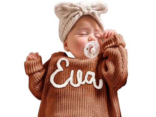 GELLEDI Personalisierte Baby Strickpullover, benutzerdefinierte Baby Pullover mit handgesticktem Namen, Toddler Geschenk von GELLEDI