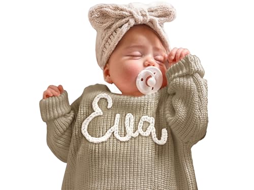 GELLEDI Personalisierte Baby Strickpullover, benutzerdefinierte Baby Pullover mit handgesticktem Namen, Toddler Geschenk von GELLEDI