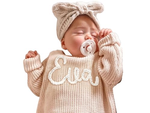 GELLEDI Personalisierte Baby Strickpullover, benutzerdefinierte Baby Pullover mit handgesticktem Namen, Toddler Geschenk von GELLEDI