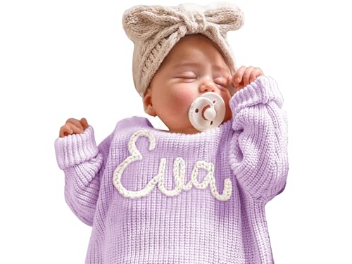 GELLEDI Personalisierte Baby Strickpullover, benutzerdefinierte Baby Pullover mit handgesticktem Namen, Toddler Geschenk von GELLEDI