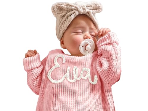 GELLEDI Personalisierte Baby Strickpullover, benutzerdefinierte Baby Pullover mit handgesticktem Namen, Toddler Geschenk von GELLEDI