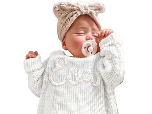 GELLEDI Personalisierte Baby Strickpullover, benutzerdefinierte Baby Pullover mit handgesticktem Namen, Toddler Geschenk von GELLEDI