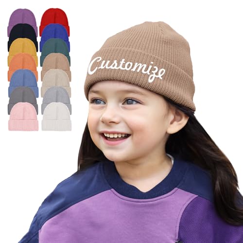 GELLEDI Personalisierte bestickte Beanie-Mütze – individuelle Skimütze mit Bündchen und Namen oder Spruch – Unisex-Winter-Accessoire., Khaki, Einheitsgr��e von GELLEDI