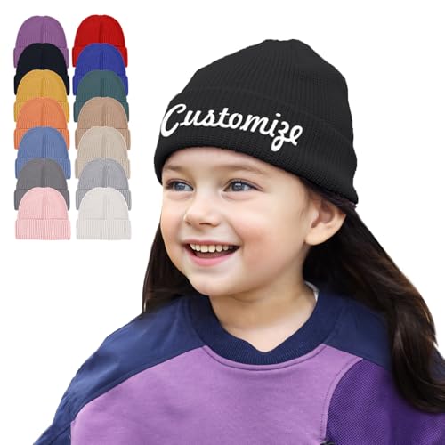 GELLEDI Personalisierte bestickte Beanie-Mütze – individuelle Skimütze mit Bündchen und Namen oder Spruch – Unisex-Winter-Accessoire., Schwarz, Einheitsgr��e von GELLEDI