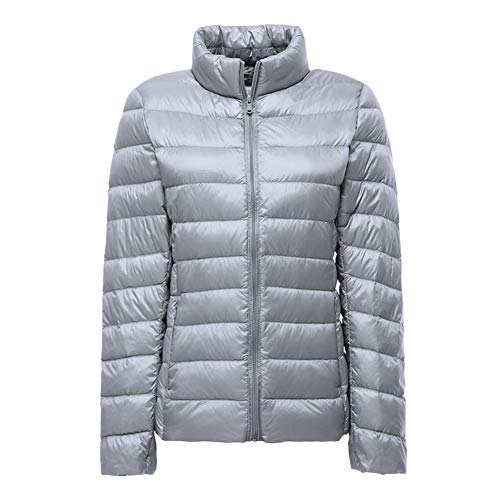 Damen Steppjacke Übergangsjacke Leicht Daunenjacke Slim Mantel Gräulich XL von GELing