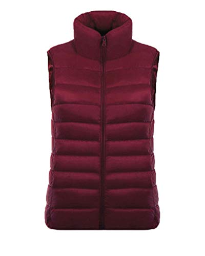 GELing Damen Daunenweste Outdoor Packbare Leichte Steppweste Ärmellose Daunenjacke Weinrot S von GELing