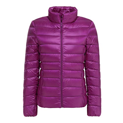 GELing Damen Steppjacke Übergangsjacke Leicht Daunenjacke Slim Mantel Violett 6XL von GELing