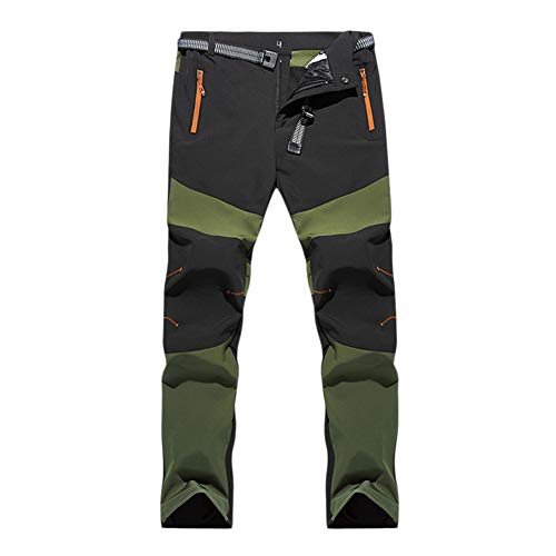 Herren Softshell Hose Outdoorhose Wanderhose Wasserdicht Softshellhose Trekkinghose Winddicht Camping Funktionshose Softshellhose Mit Gürtel,Armeegrün,XL von GELing