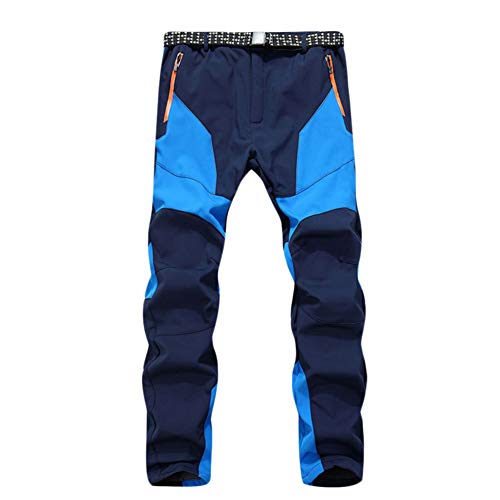 GELing Herren Wanderhose Outdoorhose Trekkinghose Softshellhose Skihose Wasserdicht Winddicht Funktionshose Schnell Trockend Warm Gefüttert Skihose Winterhose,Blau,L von GELing