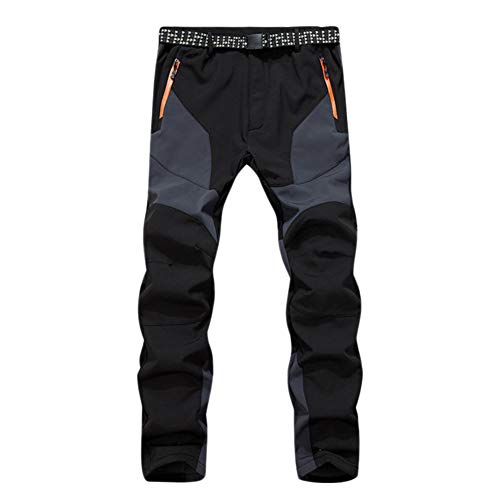 GELing Herren Wanderhose Outdoorhose Trekkinghose Softshellhose Skihose Wasserdicht Winddicht Funktionshose Schnell Trockend Warm Gefüttert Skihose Winterhose,Grau,S von GELing