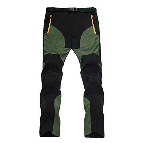 GELing Herren Wanderhose Outdoorhose Trekkinghose Softshellhose Skihose Wasserdicht Winddicht Funktionshose Schnell Trockend Warm Gefüttert Skihose Winterhose,Grün,XXL von GELing