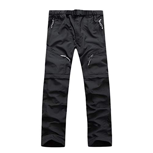 GELing Herren Zip-Off-Wanderhose-Trekkinghose Wandelbare Outdoor-Hose Radhose Funktionsshorts Schnell trocknend Winddicht Camping Funktionshose Cargo Outdoor Hose mit Reißverschlusstaschen,Schwarz,L von GELing