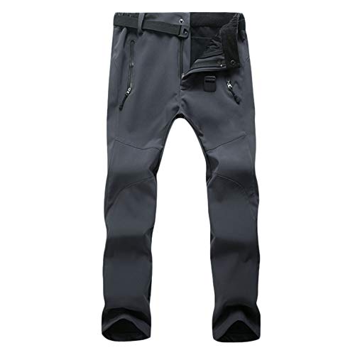 GELing Unisex Wasserdicht Outdoorhose Wanderhose Skihose Winddicht Softshellhose Trekkinghose Fleece Hosen Camping Funktionshose Winddicht Fleecefutter Stretch Arbeitshose,Grau-Frauen,M von GELing