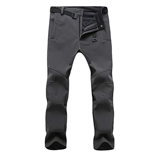 GELing Unisex Wasserdicht Outdoorhose Wanderhose Skihose Winddicht Softshellhose Trekkinghose Fleece Hosen Camping Funktionshose Winddicht Fleecefutter Stretch Arbeitshose,Grau-Männer,5XL von GELing