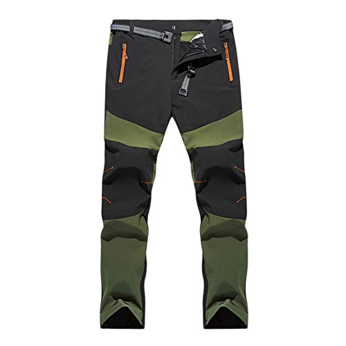 Herren Softshell Hose Outdoorhose Wanderhose Wasserdicht Softshellhose Trekkinghose Winddicht Camping Funktionshose Softshellhose Mit Gürtel,Armeegrün,XXL von GELing