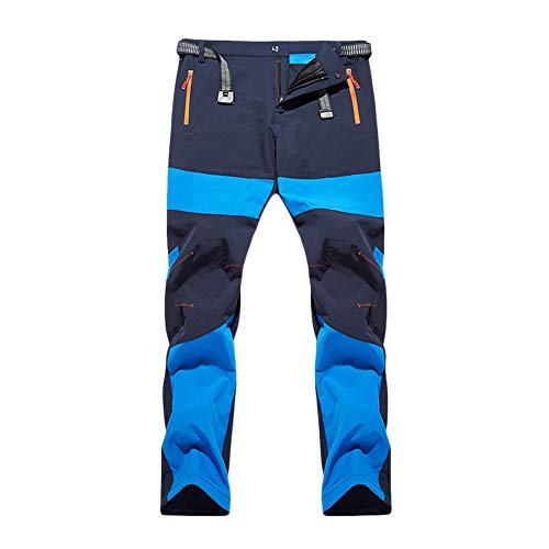 Herren Softshell Hose Outdoorhose Wanderhose Wasserdicht Softshellhose Trekkinghose Winddicht Camping Funktionshose Softshellhose Mit Gürtel,Blau,4XL von GELing