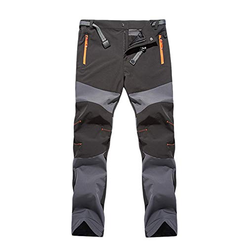 Herren Softshell Hose Outdoorhose Wanderhose Wasserdicht Softshellhose Trekkinghose Winddicht Camping Funktionshose Softshellhose Mit Gürtel,Grau,XL von GELing