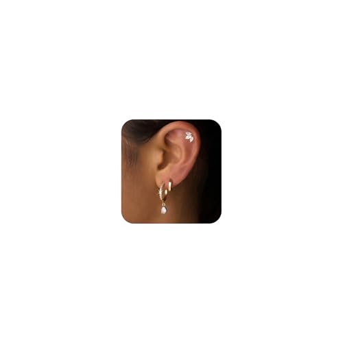 GEMAURA 3 Paar Ohrringe Gold Hypoallergen 14K Vergoldet Ohrstecker Gold Creolen Gold Klein Piercings Ohr Gold Stapelbar Gold Ohrringe Damen Set für mehrere ohrlöcher GEMAURA 3 Paar Ohrringe Gold Hypoallergen 14K Vergoldet Ohrstecker Gold Creolen Gold Klein Piercings Ohr Gold Stapelbar Gold Ohrringe Damen Set für mehrere ohrlöcher von GEMAURA