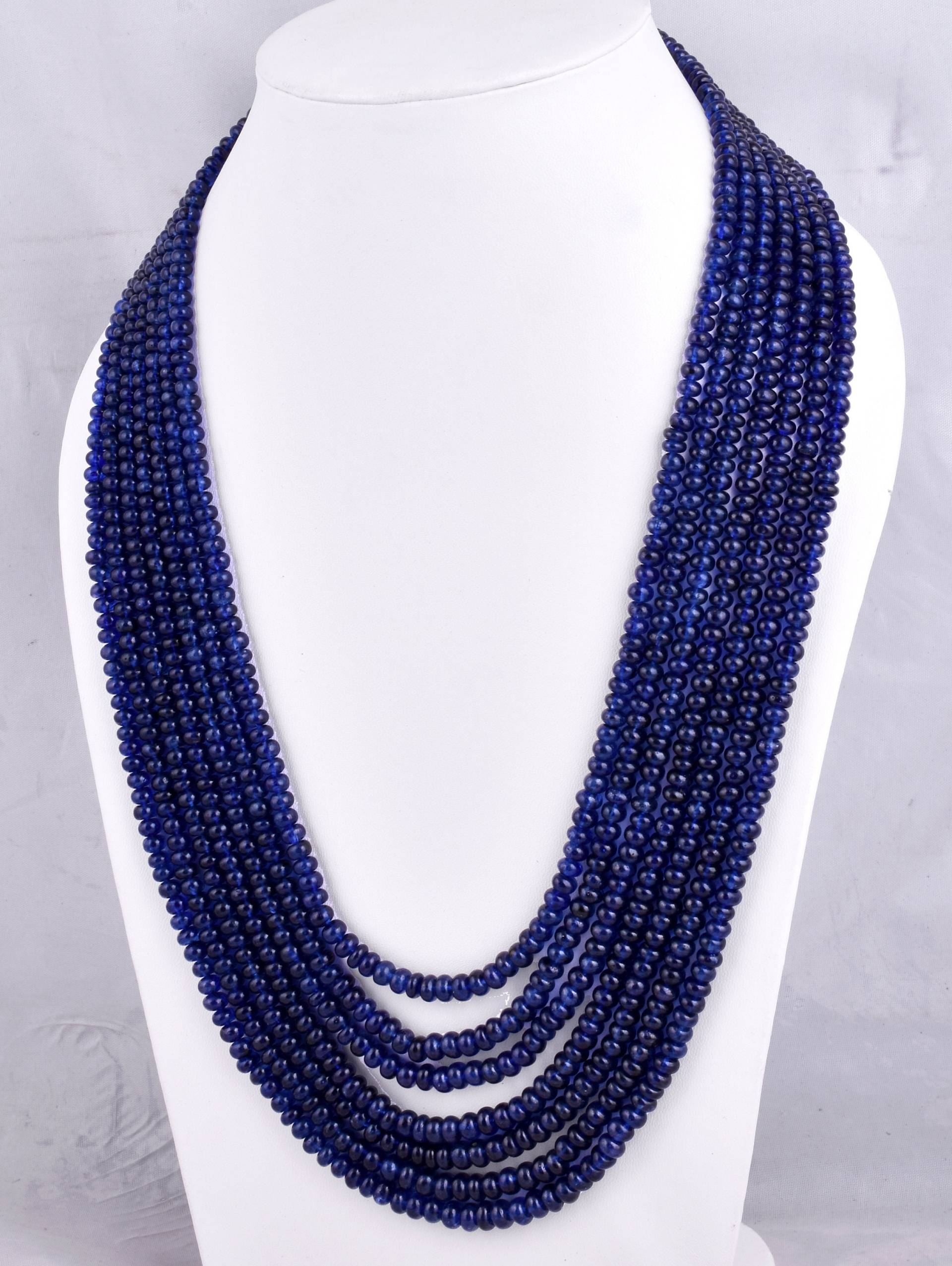Blauer Saphir-Kette 7 Strang Rondell Edelstein-Perlen von GEMBEADSCREATIONIN