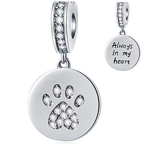 GEMDAZZ Funkelnde Welpenpfotenabdruck-Charms aus 925er Sterlingsilber, Pavé-Fassung, runde Perlen mit Pfotenabdruck, Zirkonia, Geschenk für Tierliebhaber, passend für europäische Damen-Armband GEMDAZZ Funkelnde Welpenpfotenabdruck-Charms aus 925er Sterlingsilber, Pavé-Fassung, runde Perlen mit Pfotenabdruck, Zirkonia, Geschenk für Tierliebhaber, passend für europäische Damen-Armband von GEMDAZZ