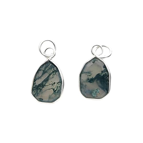 Handgefertigte Halskette mit Moosachat-Anhänger, massives 925er-Sterlingsilber, facettierter grüner Edelstein, minimalistischer Schmuck, Charm-Geschenk für Frauen, Verkauf pro Stück, M von GEMDESIGNSS