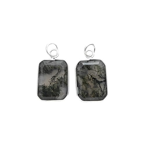 Handgefertigte Halskette mit Moosachat-Anhänger, massives 925er-Sterlingsilber, facettierter grüner Edelstein, minimalistischer Schmuck, Charm-Geschenk für Frauen, Verkauf pro Stück, M von GEMDESIGNSS