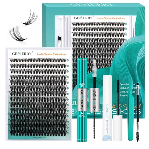 GEMERRY DIY Wimpern-Extensions Kit 40D D Crul 10-18mm Wimpernverlängerungsset Wimpernkleber Pinzette Wimpernkleber Entferner Creme DIY Wimpern Cluster Set (40D-0.07D-Set) von GEMERRY