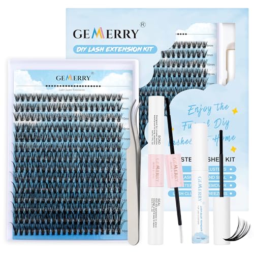 GEMERRY Einzelwimpern-Set 280PCS C Crul 8-16mm Clusters Einzelne Wimpern Wimpernkleber Pinzette Wimpernkleber Entferner Creme DIY Wimpernverlängerungs-Set Weich für den Gebrauch zu Hause (40D-C-Kit) von GEMERRY