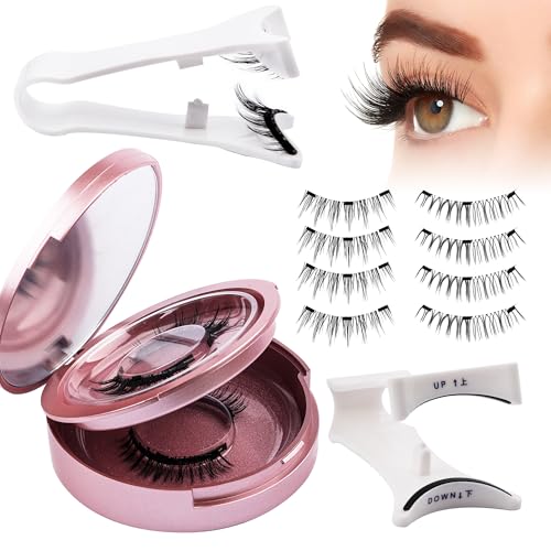 GEMERRY Magnetische Wimpern 2 Paare Magnetische Wimpern ohne Eyeliner Künstliche Wimpern Magnetisch Wiederverwendbar Natürlicher Look mit 1 Stk Zange für Dating Party Make-up（YQ+SL24) von GEMERRY
