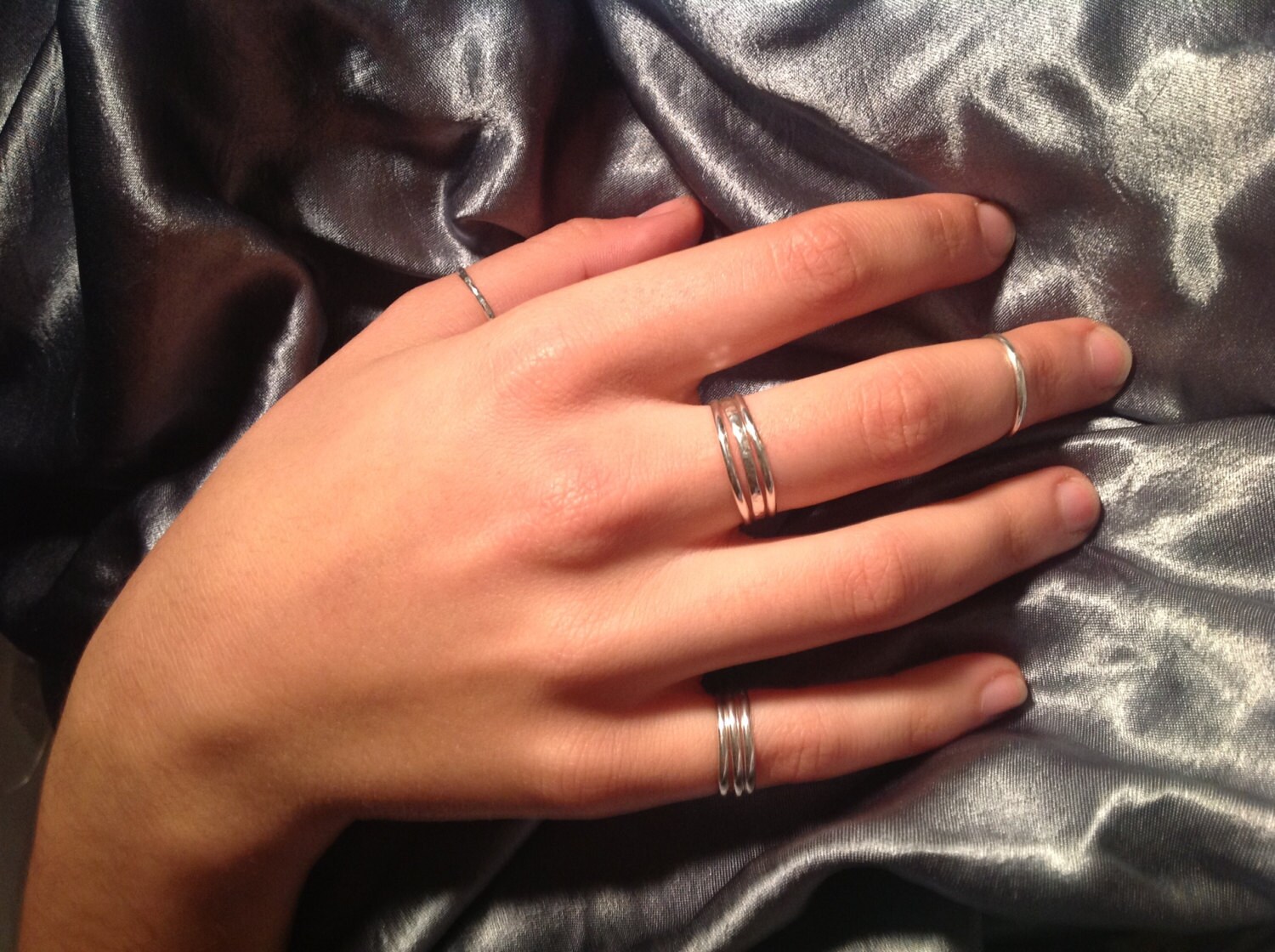 sterling Silber Gestapelte Ringe Set Knöchel, Midi, Daumenringe sterling Silber Gestapelte Ringe Set Knöchel, Midi, Daumenringe von GEMFOREST