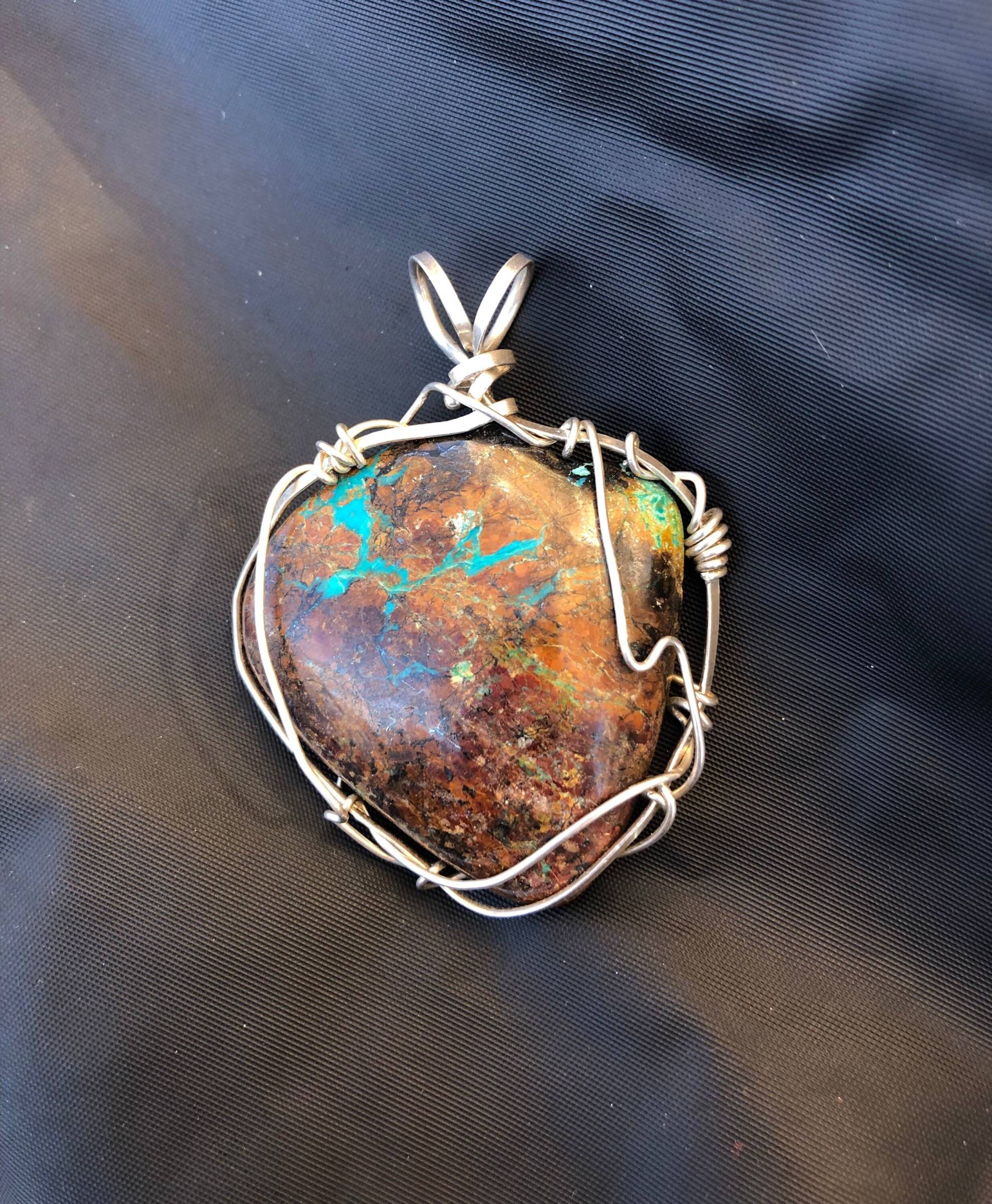 sterling Silber Wire Wrap Chrysokoll Anhänger sterling Silber Wire Wrap Chrysokoll Anhänger von GEMFOREST