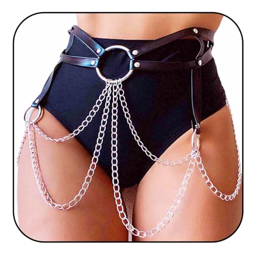 GEMILY Leder-Taillengürtel, modisches Rave-Körperzubehör für Damen, one size von GEMILY