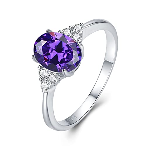925 Sterling Silber Amethyst Ringe für Damen, Februar Geburtsstein Ring Lila Verlobungsring Hochzeitsring für Frauen Mädchen Größe 15.75 925 Sterling Silber Amethyst Ringe für Damen, Februar Geburtsstein Ring Lila Verlobungsring Hochzeitsring für Frauen Mädchen Größe 15.75 von GEMLANTO