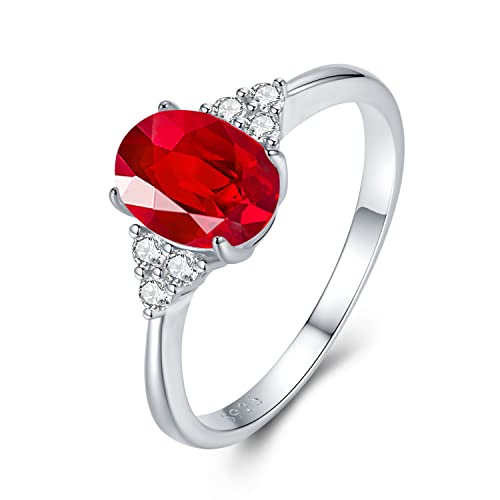 925 Sterling Silber Rubin Ring für Damen, Juli Geburtsstein Ringe Rot Ring Verlobungsring Hochzeitsring für Frauen Mädchen Größe 18 925 Sterling Silber Rubin Ring für Damen, Juli Geburtsstein Ringe Rot Ring Verlobungsring Hochzeitsring für Frauen Mädchen Größe 18 von GEMLANTO